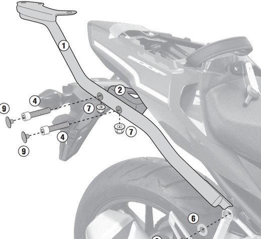 Adaptador baul para h. Cb500f 19>