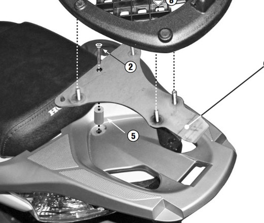 Adaptador baúl monolock sh 125/150/300 09> givi sr1155