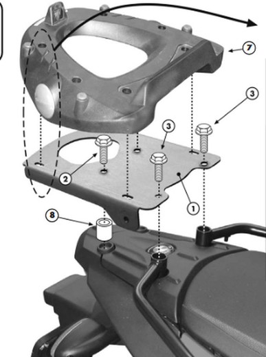 Adaptador maleta monolock bmw f650gs/f800gs 08>11 givi e194m