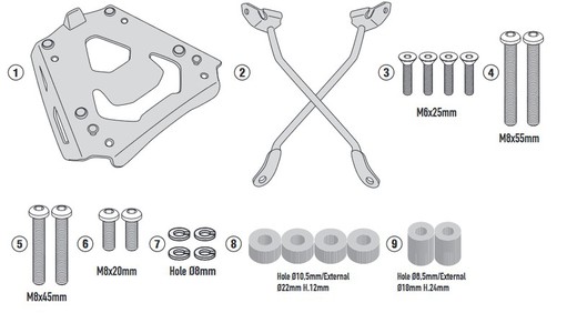 Adaptador maleta bmw f 900 xr 20> givi sra5137