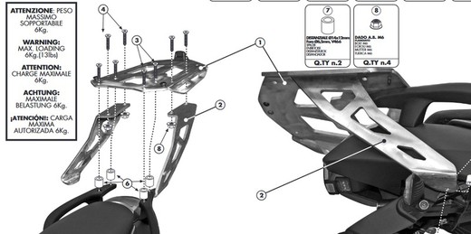 Adaptador-top BMW > k 1200 r (05 > 08) / k 1300 r (09 > 16)