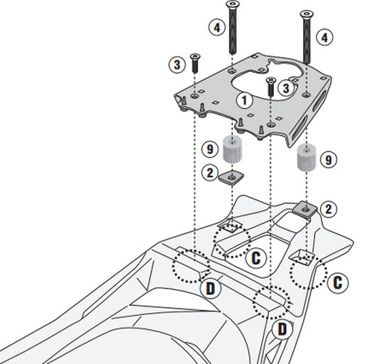 Adaptador parrilla X-MAX 125 (18>22),300 (17>22),400 (18>21)y Tracer 700 (20>24)