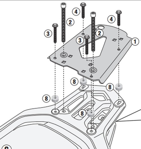 Adaptador parrilla BENELLI TRK502 (21>23) y TRK502 X (20>23)