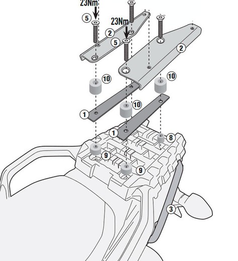 Soporte maleta monokey y monolock suzuki dl 650 v-strom 17>21 y dl 1000 17>19 givi sr3112