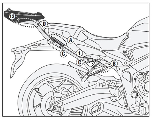 Base portaequipajes H. CB 650 R 21>23 y 24> / CBR 650 R (21 > 23)