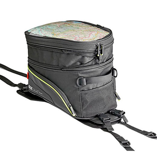 Bolsa de depósito extensible con base específica para moto Trail, 25 L.