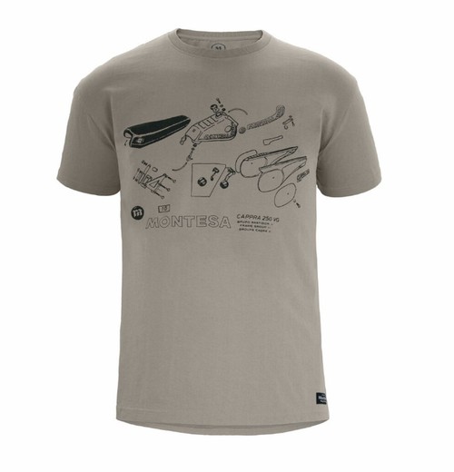 Camiseta retro Montesa Exploded beige