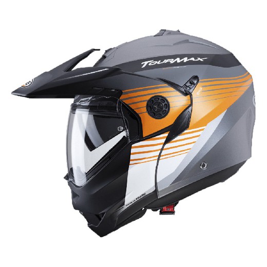 Casco convertible caberg tour max titan matt gun metal/orange/white