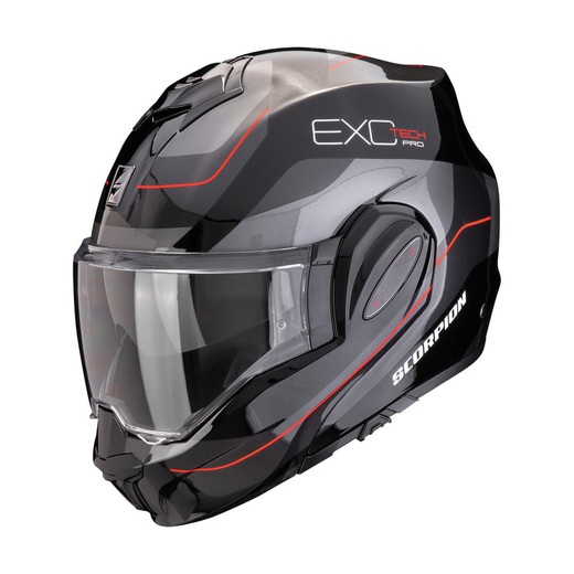 Casco Scorpion EXO-TECH EVO PRO COMMUTA Negro-Plata-Rojo