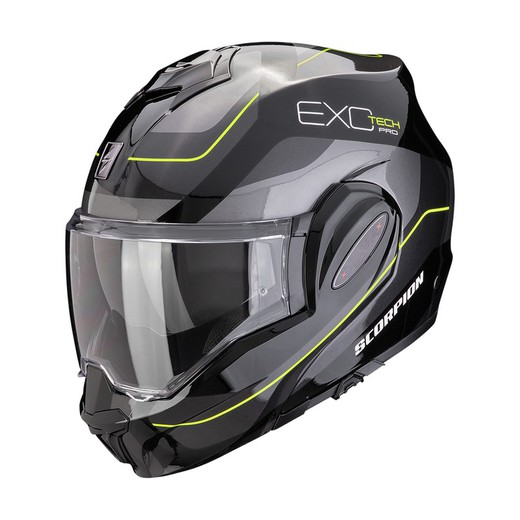 Casco Scorpion EXO-TECH EVO PRO COMMUTA Negro-Plata-Amarillo