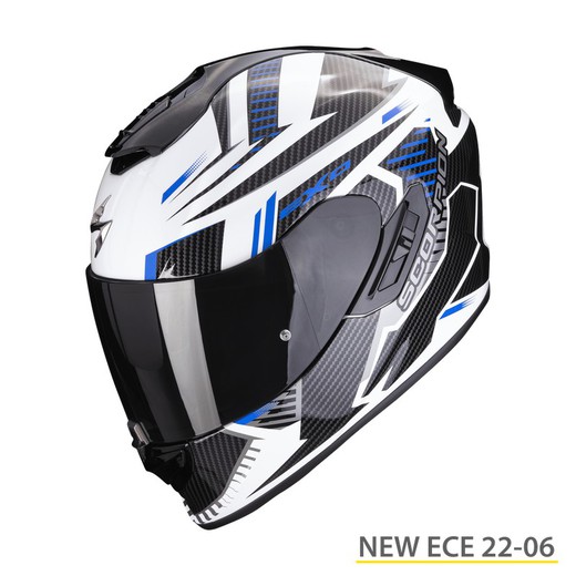 Casco Escorpión EXO-1400 EVO AIR SHELL Blanco-Azul