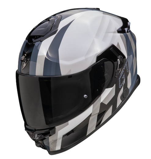 Casco Scorpion EXO-GT SP AIR TOURADVEN Blanco perla-Plata