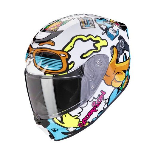 Casco Scorpion Junior EXO-JNR AIR FUN Blanco-Azul