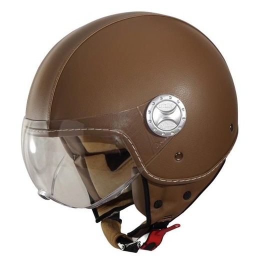 Casco jet unik cj-06 piel marrón