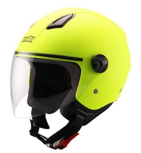 Casco jet unik cj-16 amarillo fluor mate