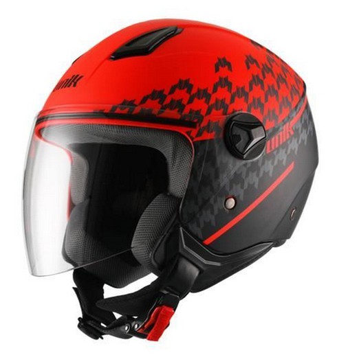 Casco jet unik cj-16 trend rojo/negro mate