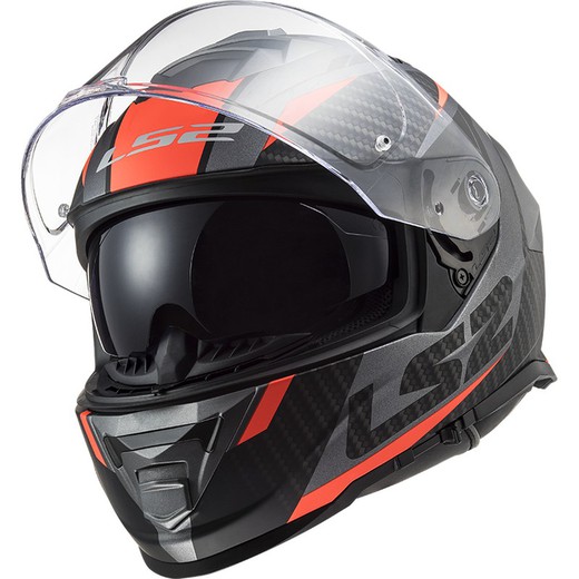 Casco ls2 Storm II RACE  titaneo / naranja