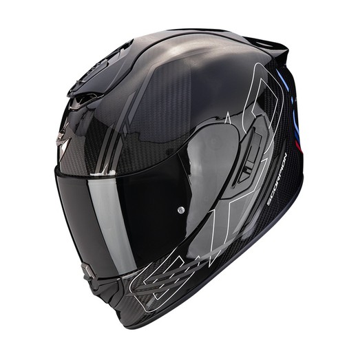 Casco Scorpio EXO-1400 EVO II Carbon Air Reika Negro-Plata-Azul