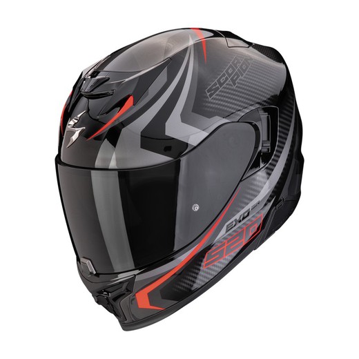 Casco Scorpio EXO-520 EVO AIR TERRA Negro-Plata-Rojo