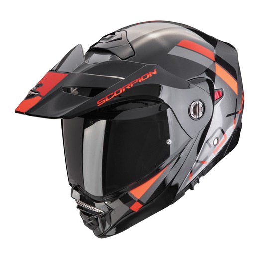 Casco Scorpion ADX-2 Galane Plata-Negro-Rojo