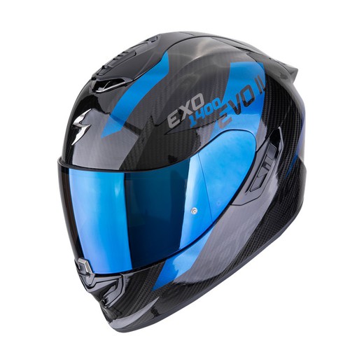 Casco Scorpion EXO-1400 EVO II Carbon Air Platted Negro-Azul