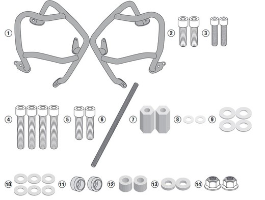 Defensas de motor  en acero inoxidable  BMW > R 1250 GS (19 > 22)