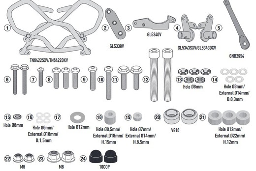 Defensas de motor TRIUMPH Tiger 1200 GT (22) negro Givi TN6422