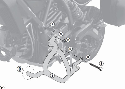 Defensas motor Ducati Icon 800 (15 > 23) y Scrambler 400 (16 > 21)