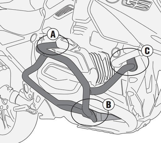 Defensa motor inox bmw r 1200 r/rs/gs 13>18 ( sin kit montaje)