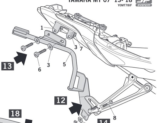 Fijaciones laterales shad 3p yamaha mt-07 18>20