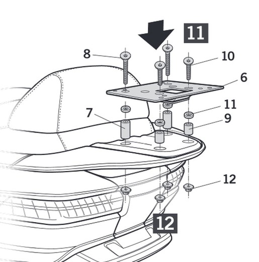 Soporte cofre shad mp3 350/500 hpe sport/business '18