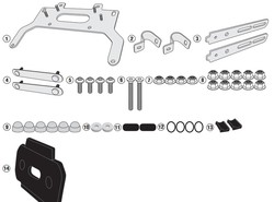 Kit universal para el montaje del s250 tool box en el portamaletas lateral varias motos