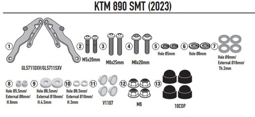 Kit anclajes específico para KD7716S, KD7716ST y KAF7716