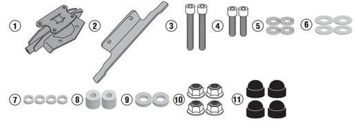 Kit montaje sin el adaptador sr2139 para la maleta posterior yamaha tracer 900 / gt (18 > 20)