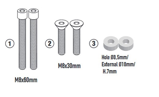 Kit tornilleria para maletas laterales rígidas de serie V85 TT 2024>