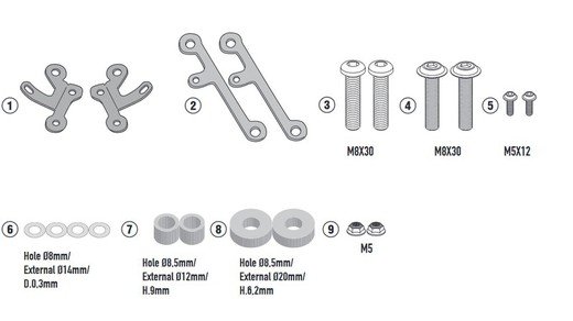 Kit anclajes específico para a201, a210 speed twin 1200 (19 > 20)