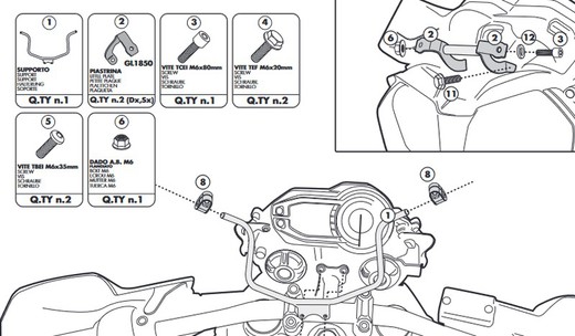 Fijación parabrisas givi  triumph > tiger 800 / 800 xc / 800 xr (11 > 17)