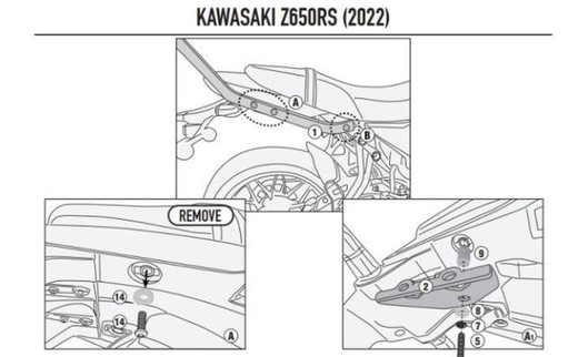 Adaptador parrilla Kawasaki Z650RS (22 > 23)
