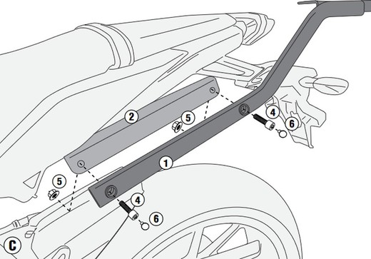 Adaptador parrilla y. Xsr900 (16 > 21) y mt-09 (13 > 16) givi 2115fz