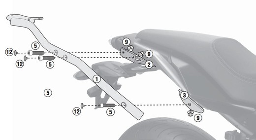 Adaptador parrilla yamaha mt-07 tracer (16 > 19) tracer 700 (20 > 21)