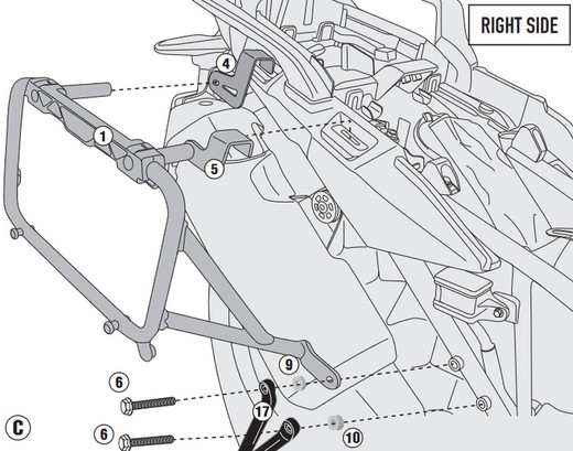 Portamaletas lateral givi pl1144cam 18mm crf1000l africa twin 16>17