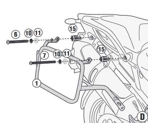 Portamaletas lateral Tiger 1200 gt (22)  PL ONE-FIT configurado para maletas MONOKEY®