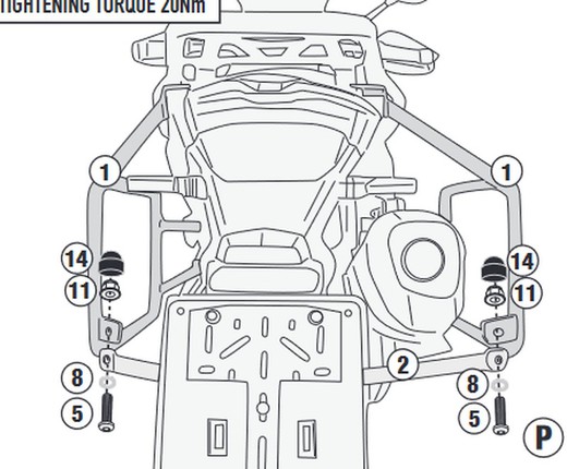 Portamaletas lateral  KL ONE-FIT V. Valico 900DSX 24> para MONOKEY® CAM-SIDE  18 mm