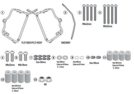 Portamaletas lateral suzuki v-strom 250 (17 > 21) givi pl3116