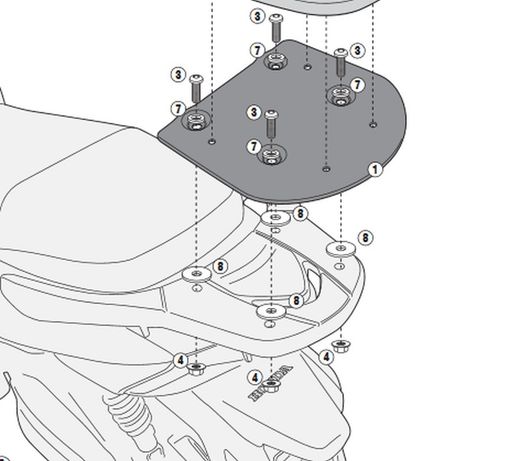 Adaptador baul h.sh mode 13> givi sr1125