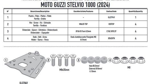 Adaptador baul M.Guzzi Stelvio 1000 24> Monokey
