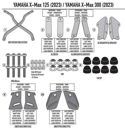 Adaptador baúl Y. X-Max 125/300 23>