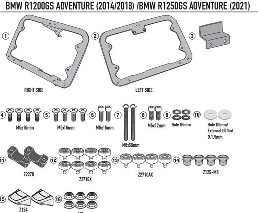 Adaptador maleta lateral BMW R 1250 GS Adventure (19 > 23)*