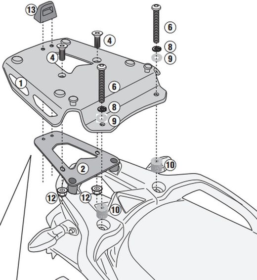 Adaptador posterior Tiger 1200 GT 22Z en aluminio anodizado para maleta MONOKEY┬«, negro