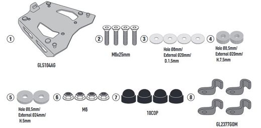 Adaptador posterior para NT 1100 (22>)  en aluminio anodizado para maleta MONOKEY??, negro